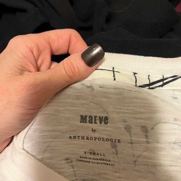 Anthropologie Maeve Musical Note Print Tee - White and Black XS - Picture 3 of 3